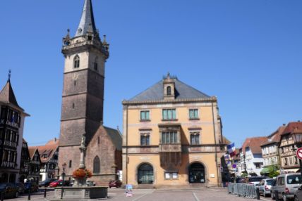 Obernai - Market Square with Town Hall and Bell Tower